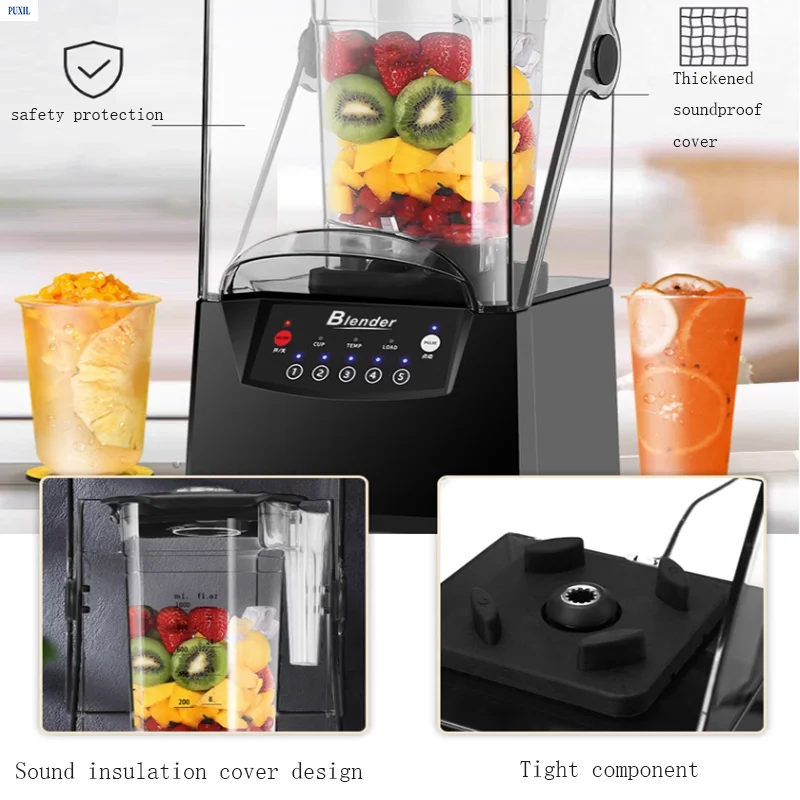 Food blender Commercial blender 1500w Sound insulation Food Processor Smoothie Maker Mute Juicing machine Food mixer