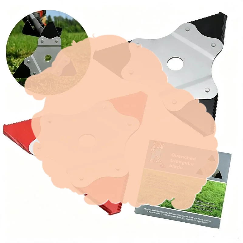 Durable Manganese Steel Triangular Lawn Mower Blade with Serrated Edge for Efficient Grass Cutting, Replacement Blade