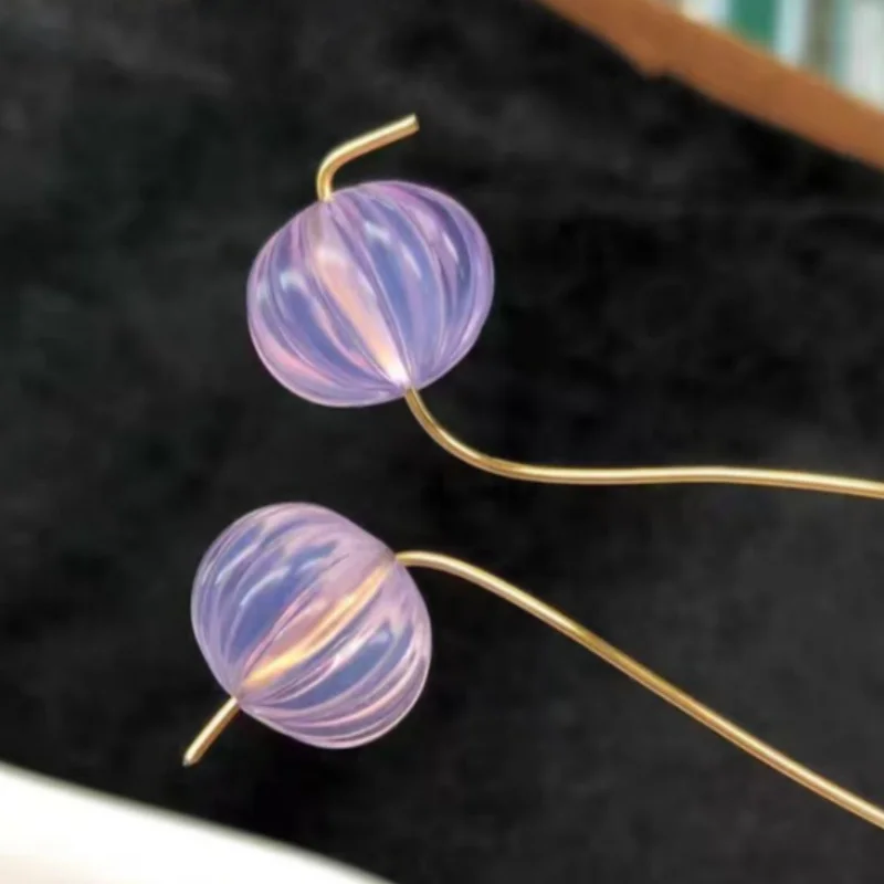 

7A 1piece Purple Amethyst Citrine Topaz carved pumpkin 13mm 12mm full hole for DIY jewelry loose beads FPPJ wholesale nature