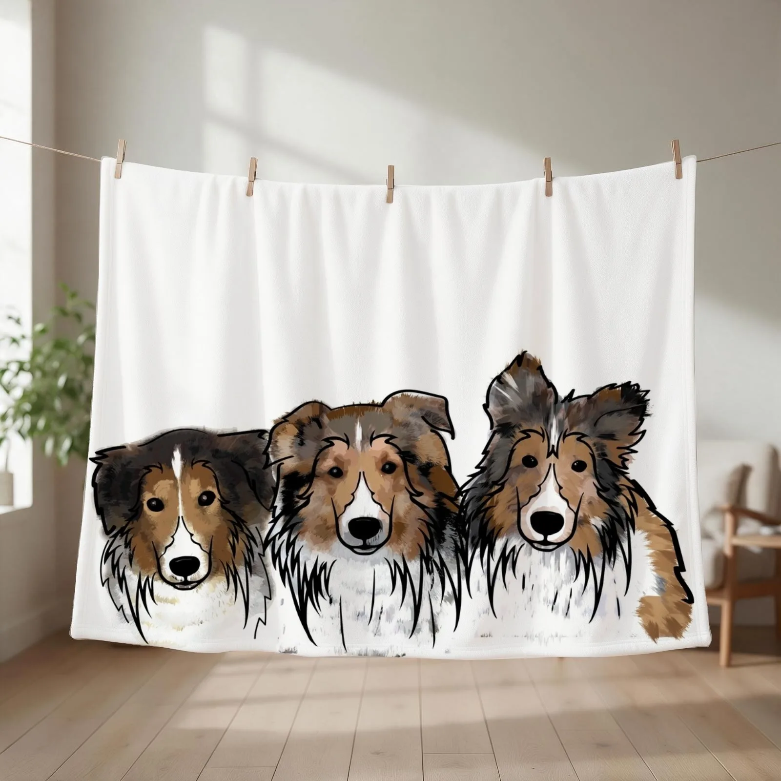 3 Shelties Throw Blanket couch cozy soft plush fuzzy picnic outdoor blanket