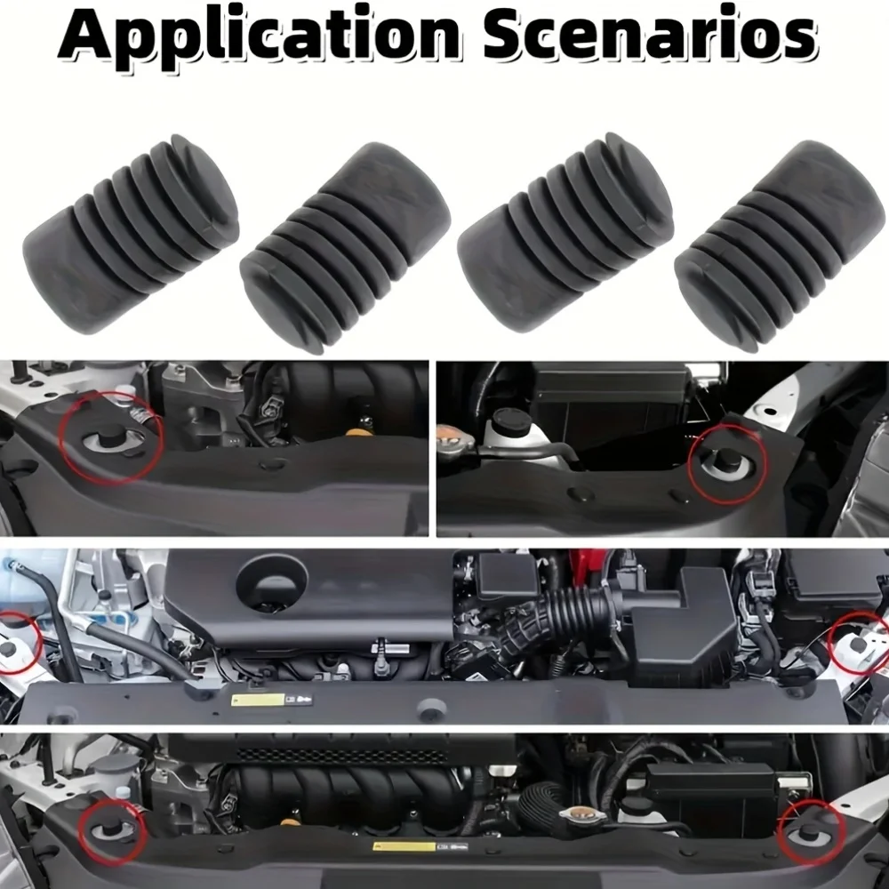 4pcs Car Trunk and Engine Cover Universal Shockproof Rubber Buffer Pads Durable Shockproof Cushion Pad  Buffer Shock Block