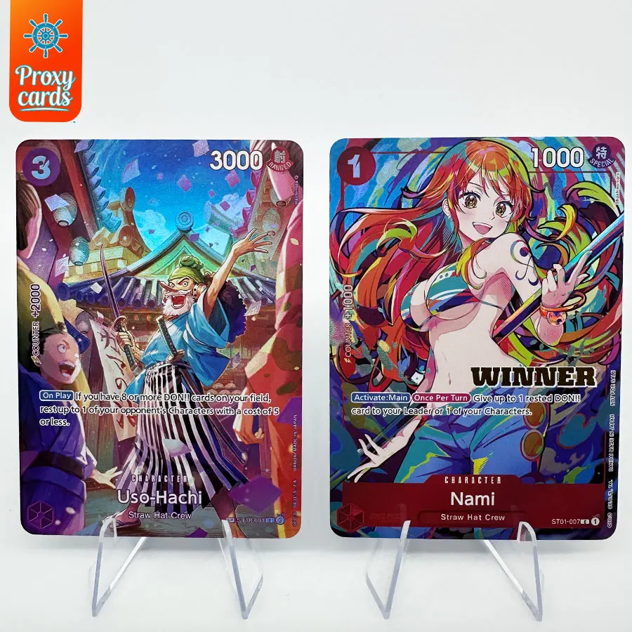One Piece TCG SP/C ST01 Nami WINNER & ST18 Uso-Hachi Character Proxy Cards Alternate Art Holographic Collectible Trading Cards