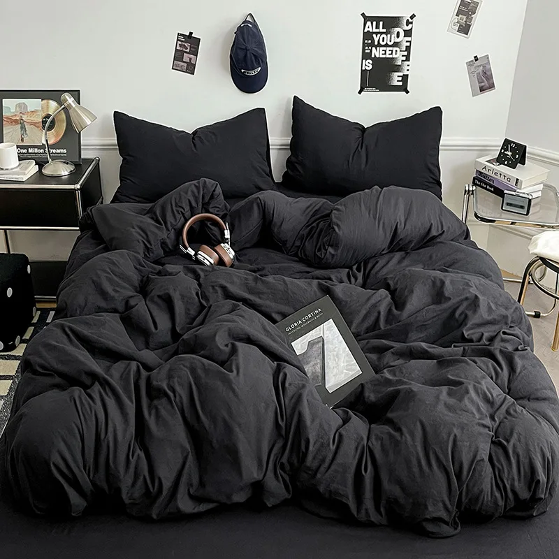 Simple Solid Color Duvet Cover Cottage Style 180x200cm Single Piece Bedding  Student Dormitory Home Decor
