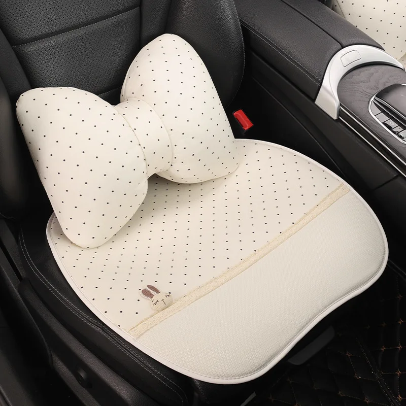 Car Cartoon Cotton and Linen Seat Cushion Skin-friendly and Breathable Rear Single Piece Four-season Universal Seat Cushion Cove