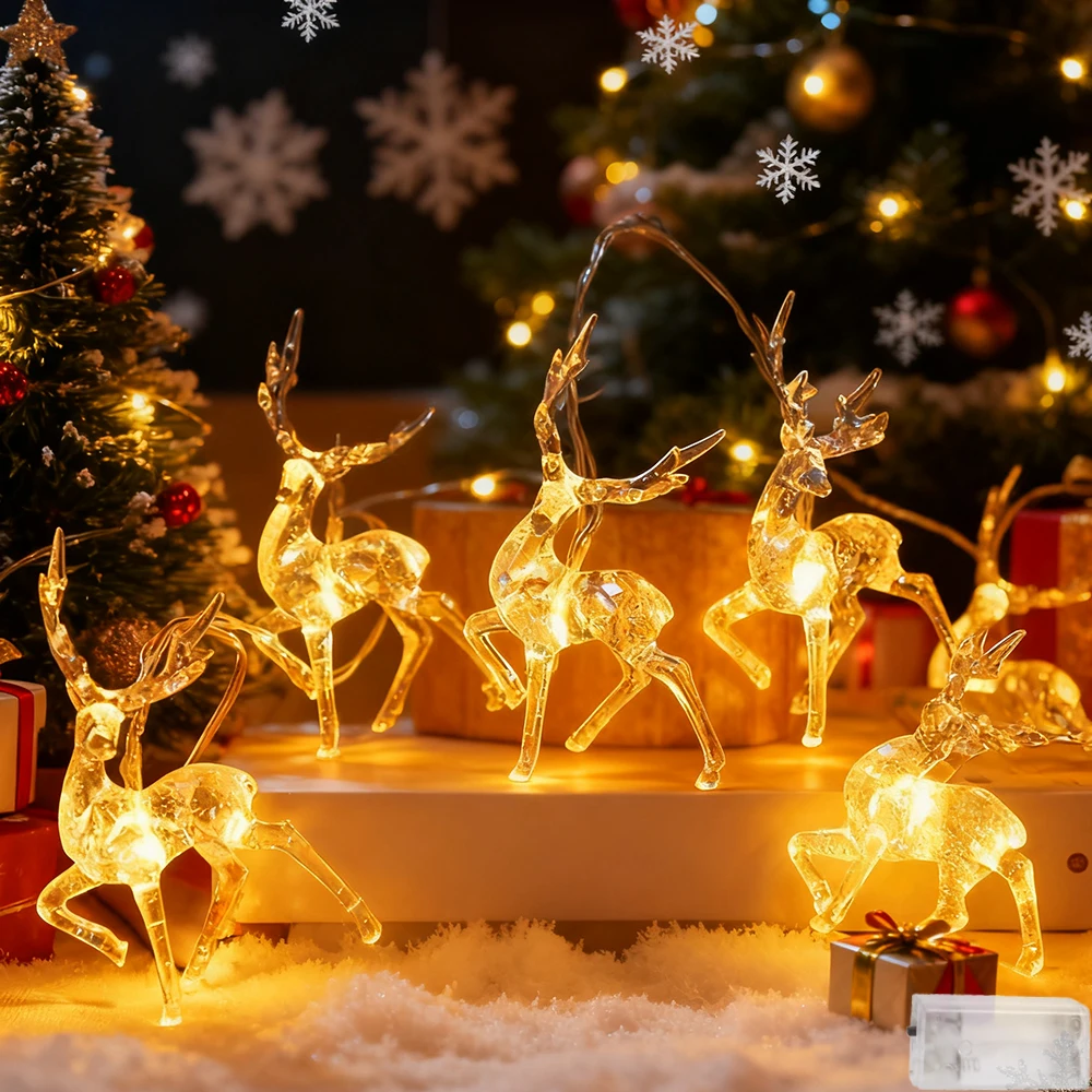 1.5M/10LEDs Christmas LED String Lights,Reindeer Lights Battery Operated Holiday String Lights Christmas New Year Party Decor