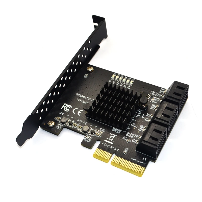 NEW 6 Ports SATA 3.0 6Gbps PCI-Express Expansion Card Adapter Riser Single Port Up to 500Mb ASMedia ASM1166 Chip for IPFS Mining