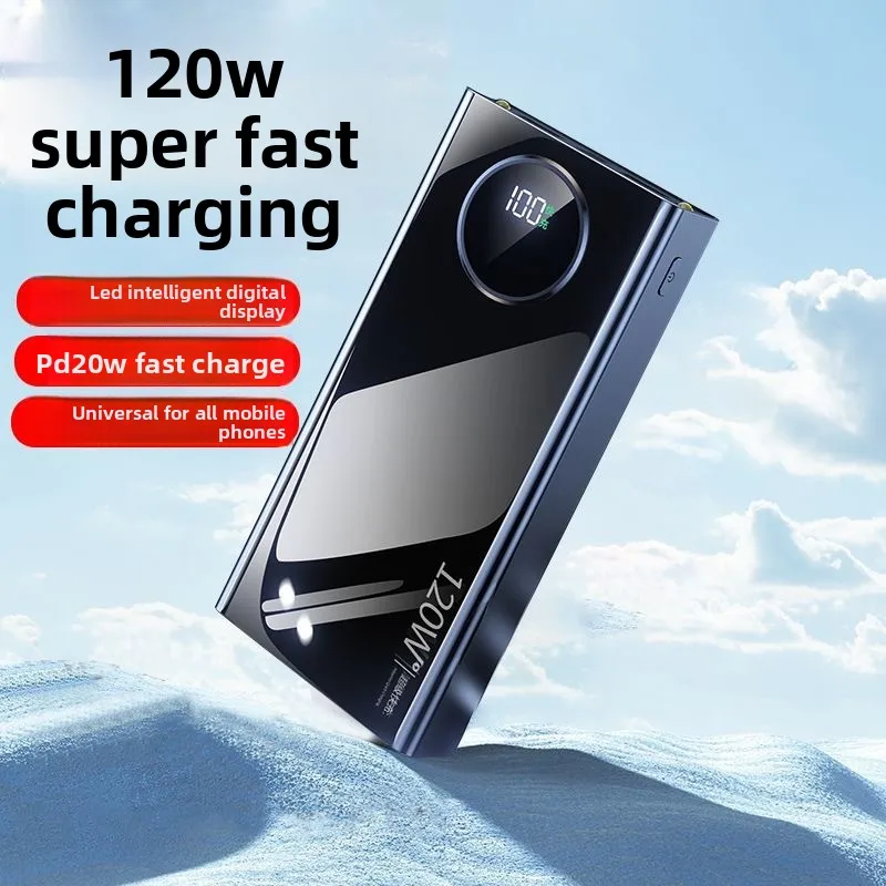 

Внешний аккумулятор большой емкости 20000 мАч, реальная мощность 120 Вт, сверхбыстрая зарядка PD, портативный, подходит для большинства электронных устройств