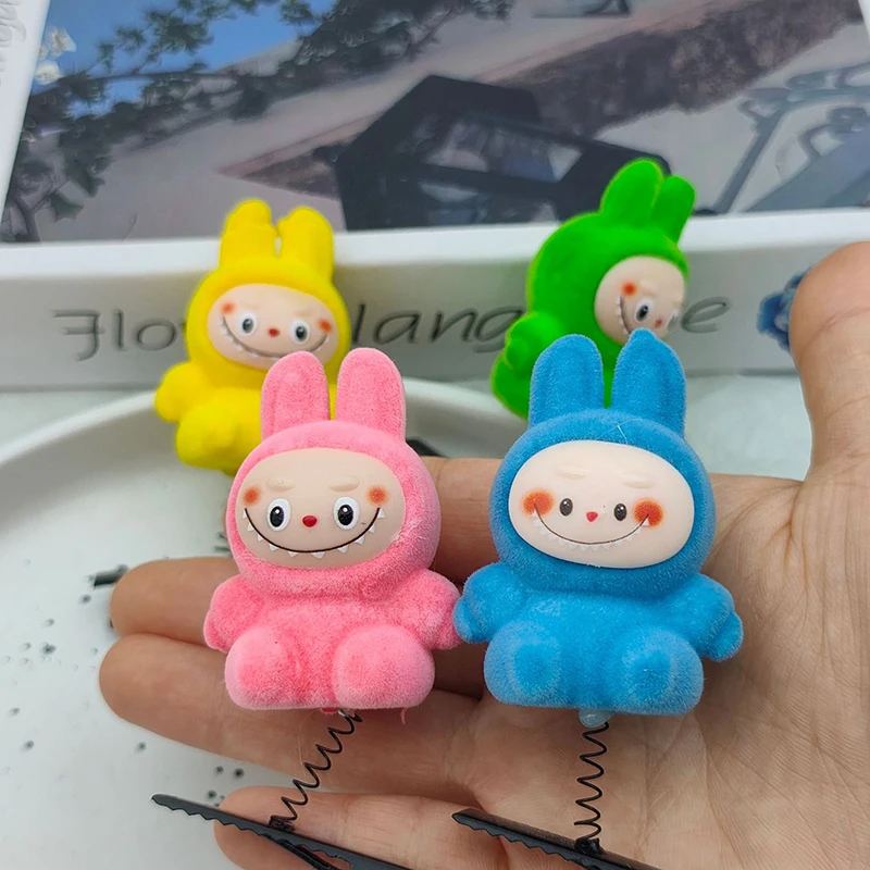 5Pcs New Hair Clips 3D Labubu Spring Hair Clips Cartoon Plush Hairpins DIY Duckbill Clip Headwear Children's Hair Accessories image 4