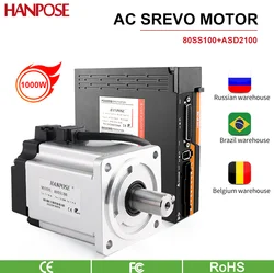 ac Servo Motor drive Kit 3000rmp 80SS100 5.4A 3.3N.m ASD2100 Servo Drive AC200-240V 3m Cable line CNC Medical Equipment 1000W