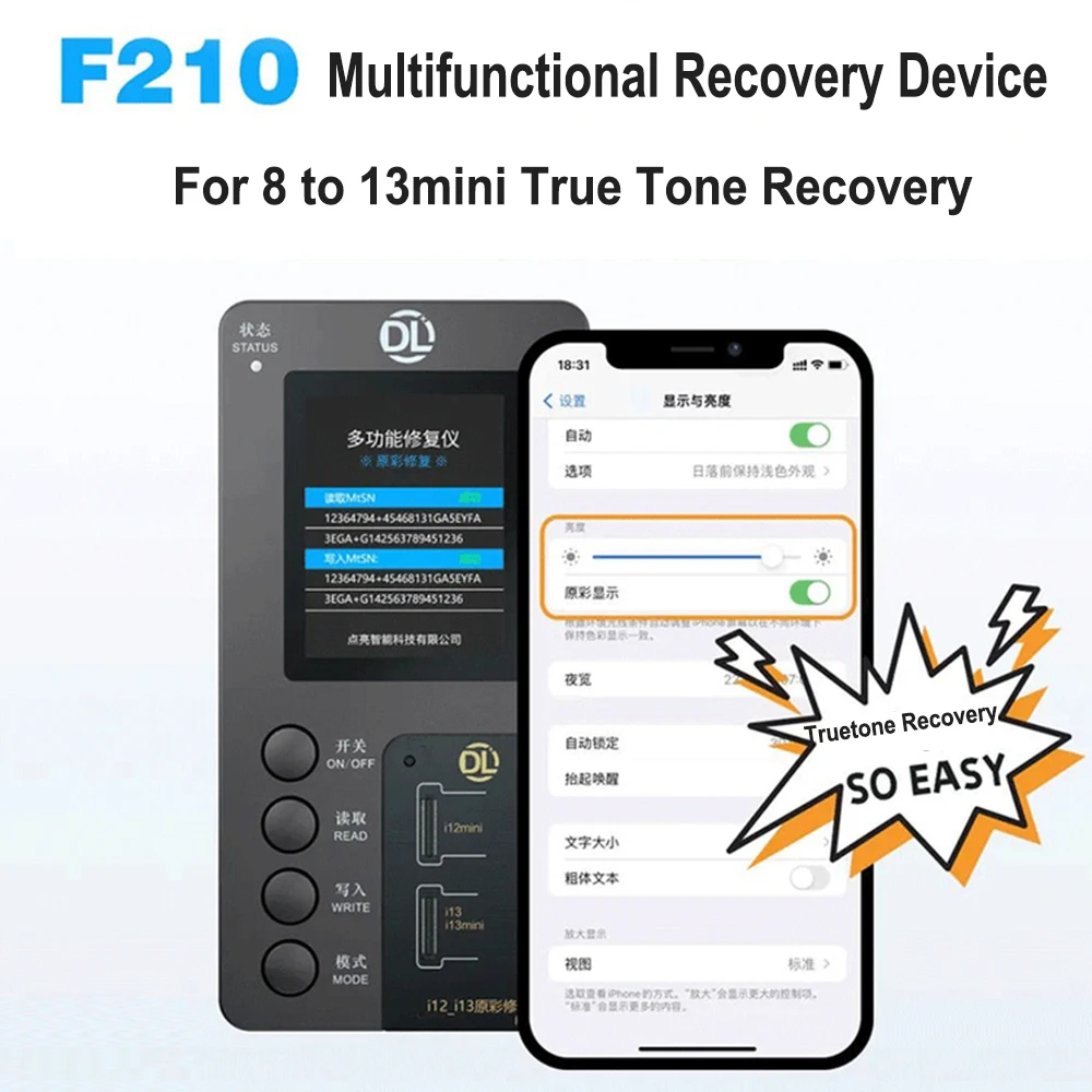 Programmatore di recupero True Tone DL F210 per iPhone 8-11 12 13 MINI copia e strumenti di riparazione del ripristino del colore originali