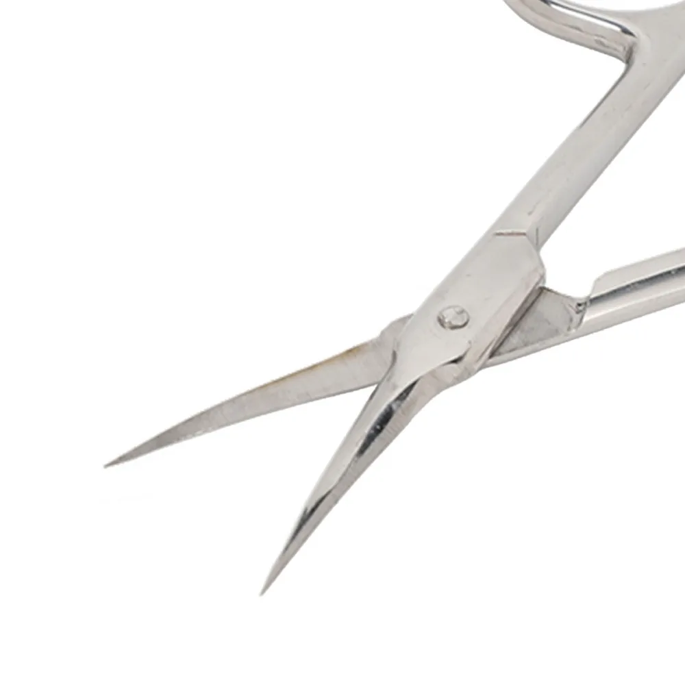 Stainless Steel Cuticle Scissors Silvery Curved Blade Manicure Scissors Extra Fine Multipurpose Nail Cuticle Trimmer Manicure