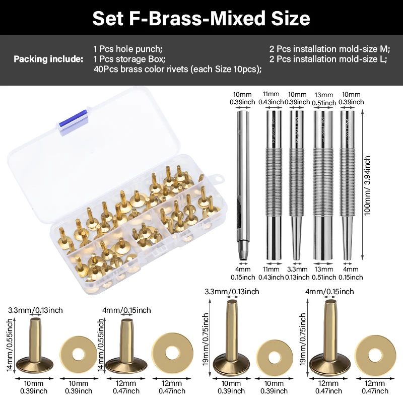 Set F-mix size brass
