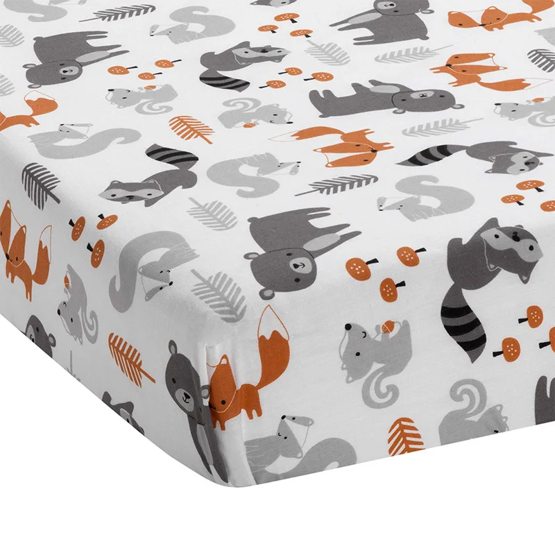 Forest Theme Bedding Crib Bumper Sheet Set Cartoon Animal Applique Comforter Baby Cot Bedding Sets