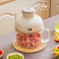 220V Electric Meat Grinder Household Food Processor Mince Vegetables Multi-functional Blender  with Handle Glass Cup 2L