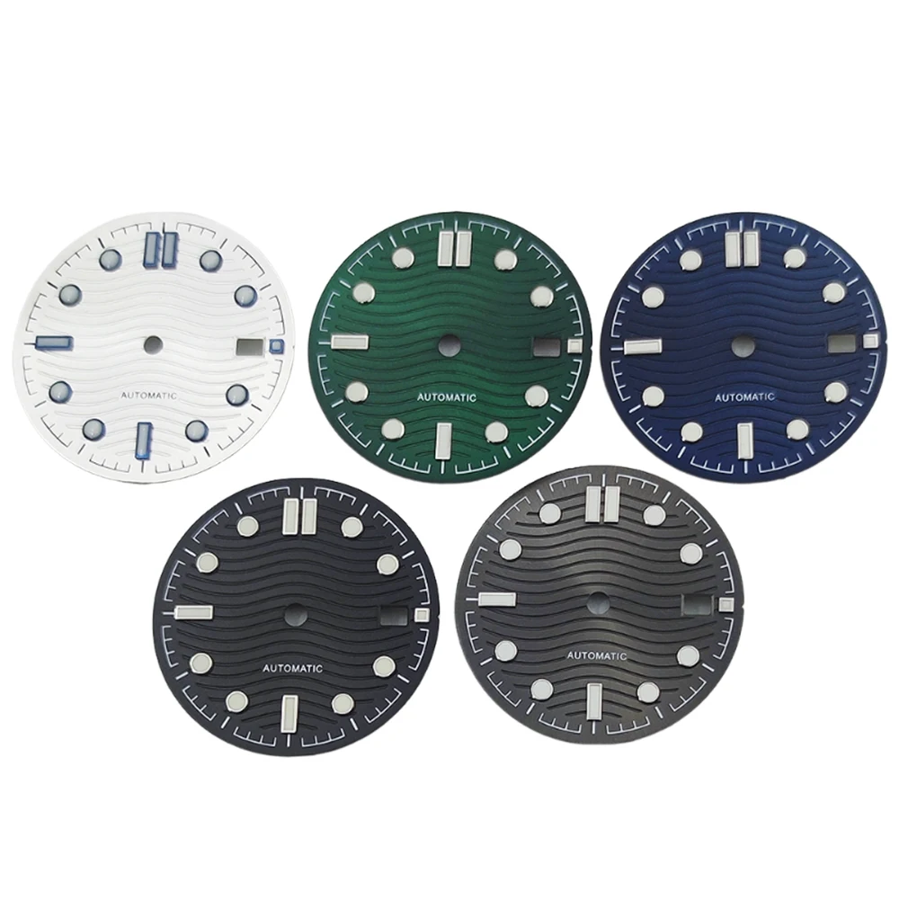 31mm Silvery Black Green Gray Blue Watch Dial Luminous fit NH35 movement