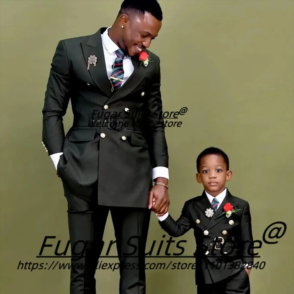 

African Style Luxuly Men Suits Slim Fit Double Breasted Groom Party Tuxedos 2 Pieces Sets Classic Male Blazers Costume Homme