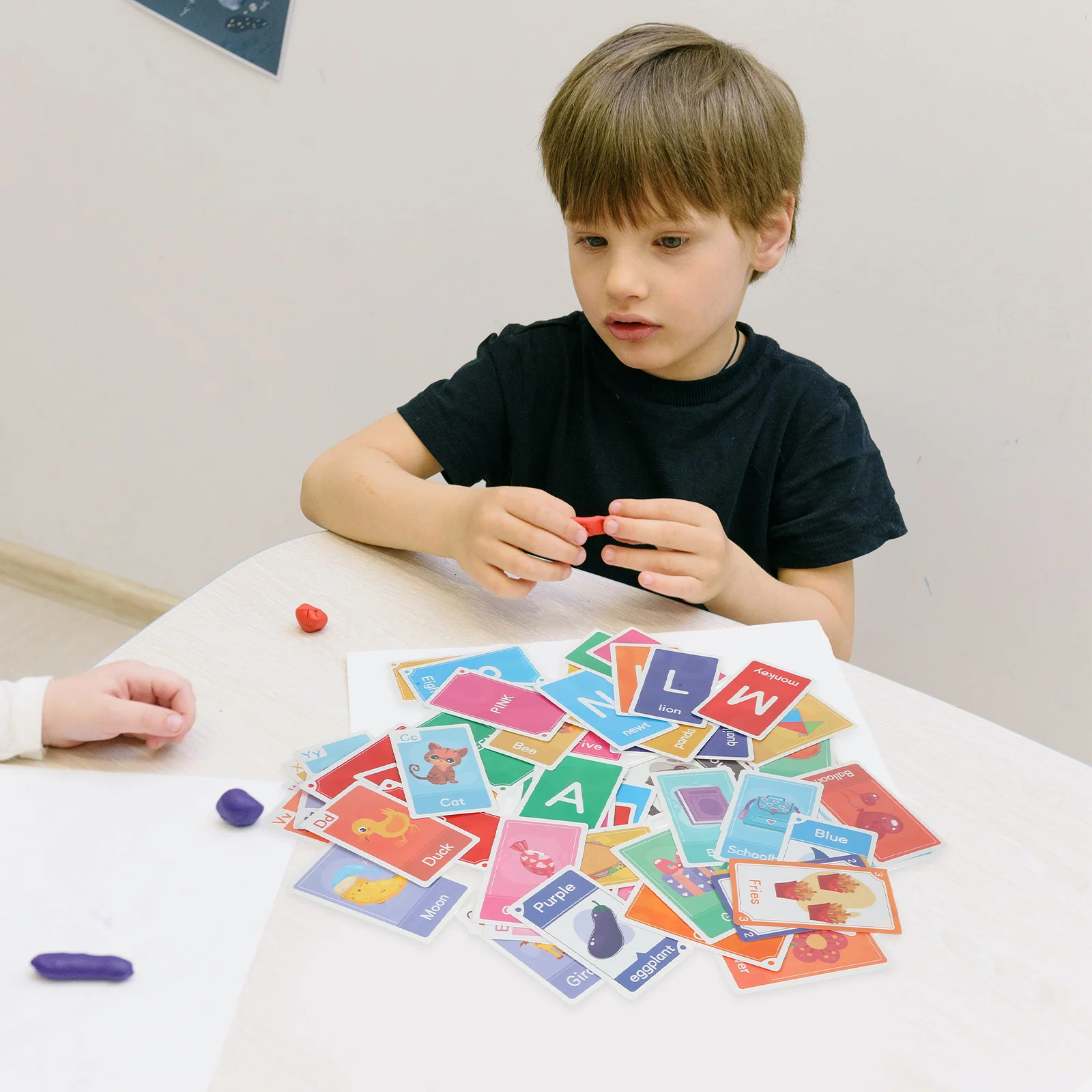 1세트 유아용 플래시 카드 조기 교육 종이 세트 영어 알파벳 숫자 모양 색상 인지 학습 휴대용 재미있는 게임