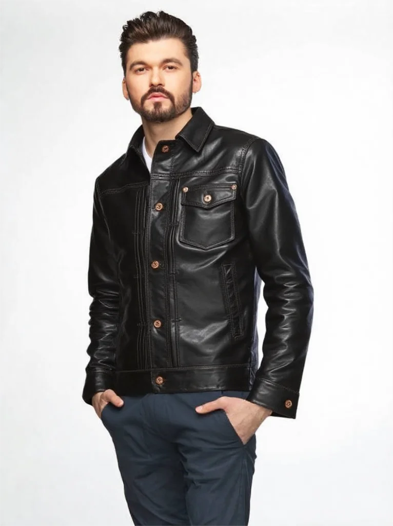 

Черная осенняя кожаная куртка мужская в винтажном стиле размера плюс 5XL однобортное пальто из натуральной воловьей кожи с отложным воротником