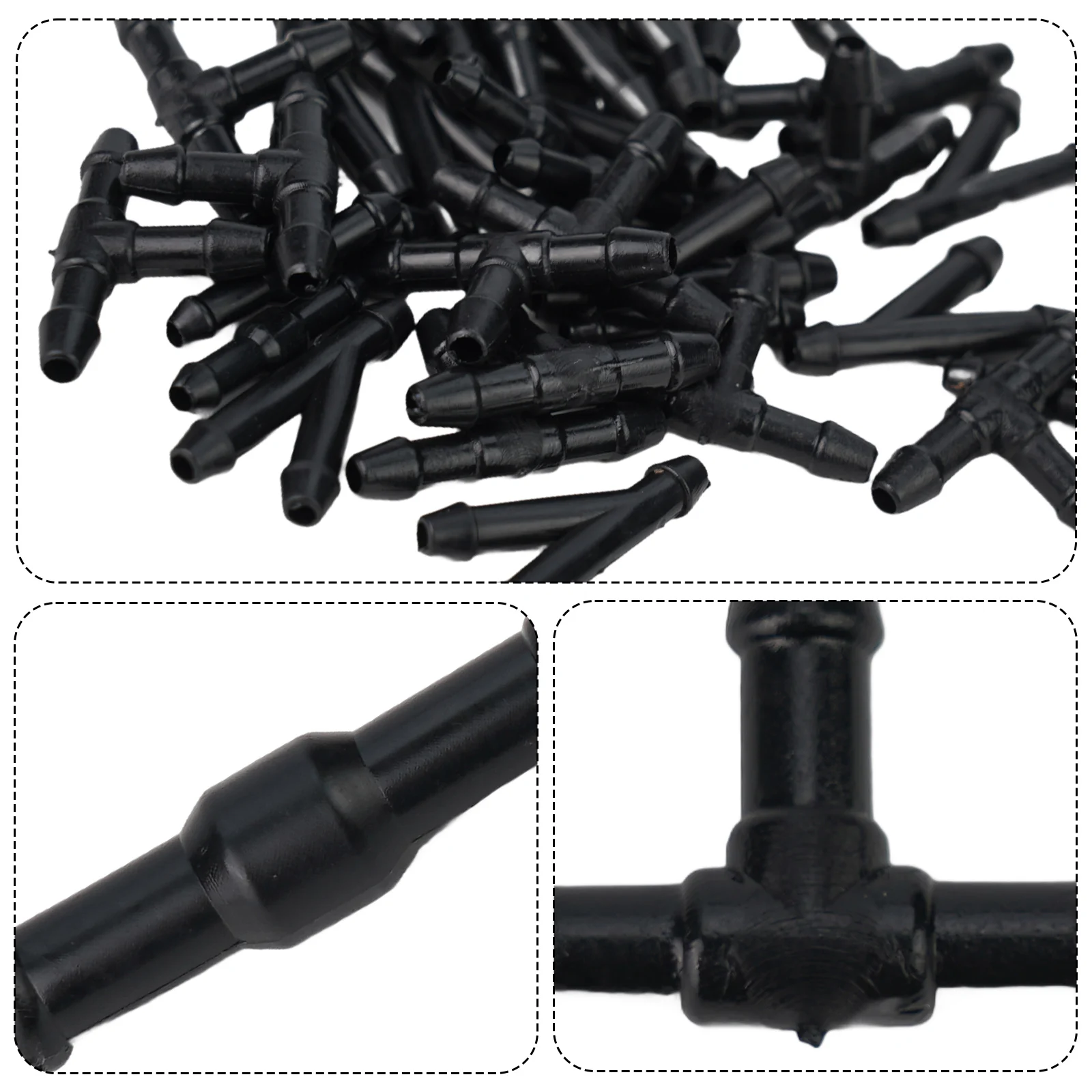 for T Y I Type Hose Connector Fittings Joiner Pipe 36pcs Black Nozzle Plastic Splitter Washer Windshield for T