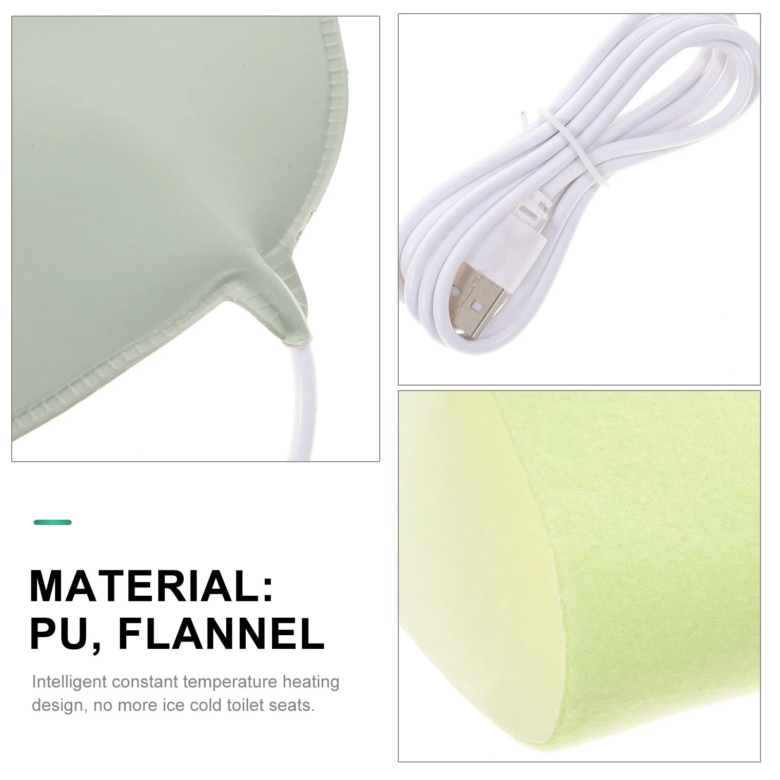Heated Toilet Seat Cushion Intelligent Heating Technology Fits Most Toilets Warm Flannel PU Cover Toilet Seat Warmer for Winter