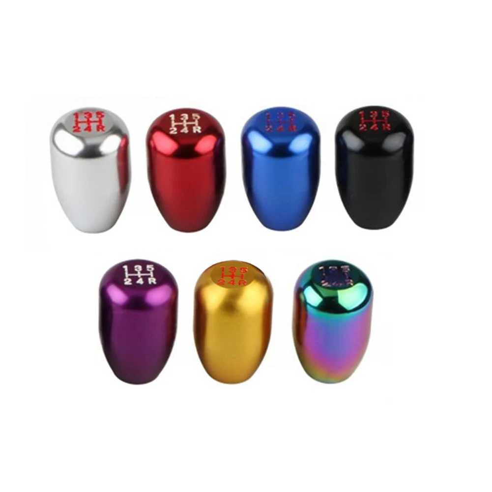 Car Modification Colorful 5 Speed Shift Knob Aluminum Alloy Gear Knob Auto Gear Shift Level Adjustable Adapters