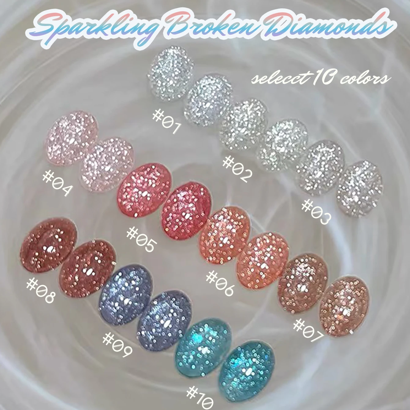 SHAKA 1 unidad Esmalte de Uñas en Gel con Diamantes Rotos de Alta Densidad, Reflejante y Brillante, Novedad 2026, Plateado, para Arte de Uñas