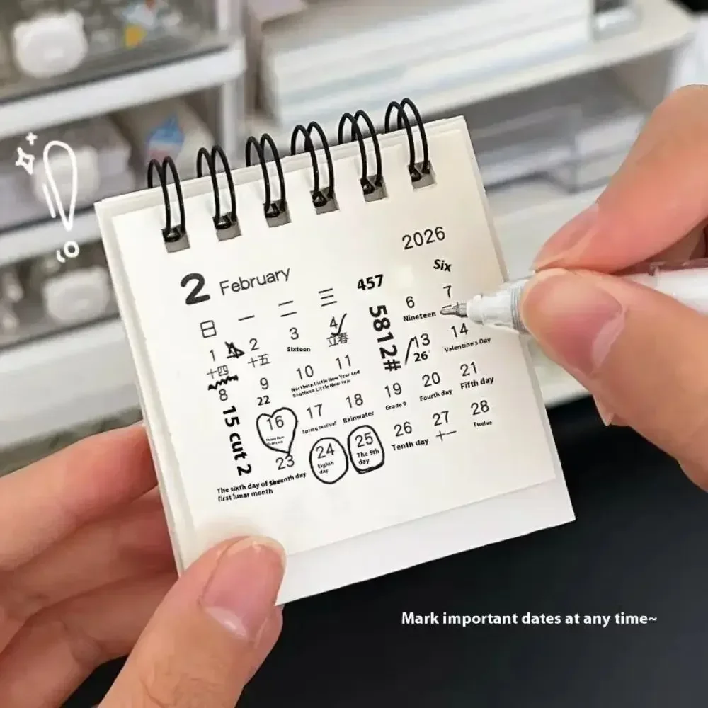 New Mini 2026 Desk Calendar Portable Cartoon Monthly Planner Schedule Planner Desktop Ornaments
