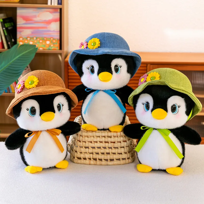 New Penguin Round Plush Toy Doll Daisy Couple Penguin Cartoon Penguin Animal with Hat Children\'s Birthday Christmas Gift