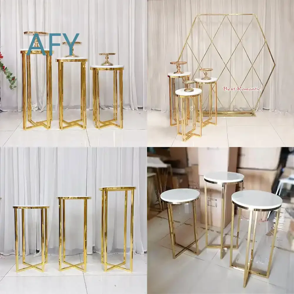Wedding Decoration Booth for Wrought Iron Electroplated Gold Cake Table for Wedding Party Event Decor Accessory