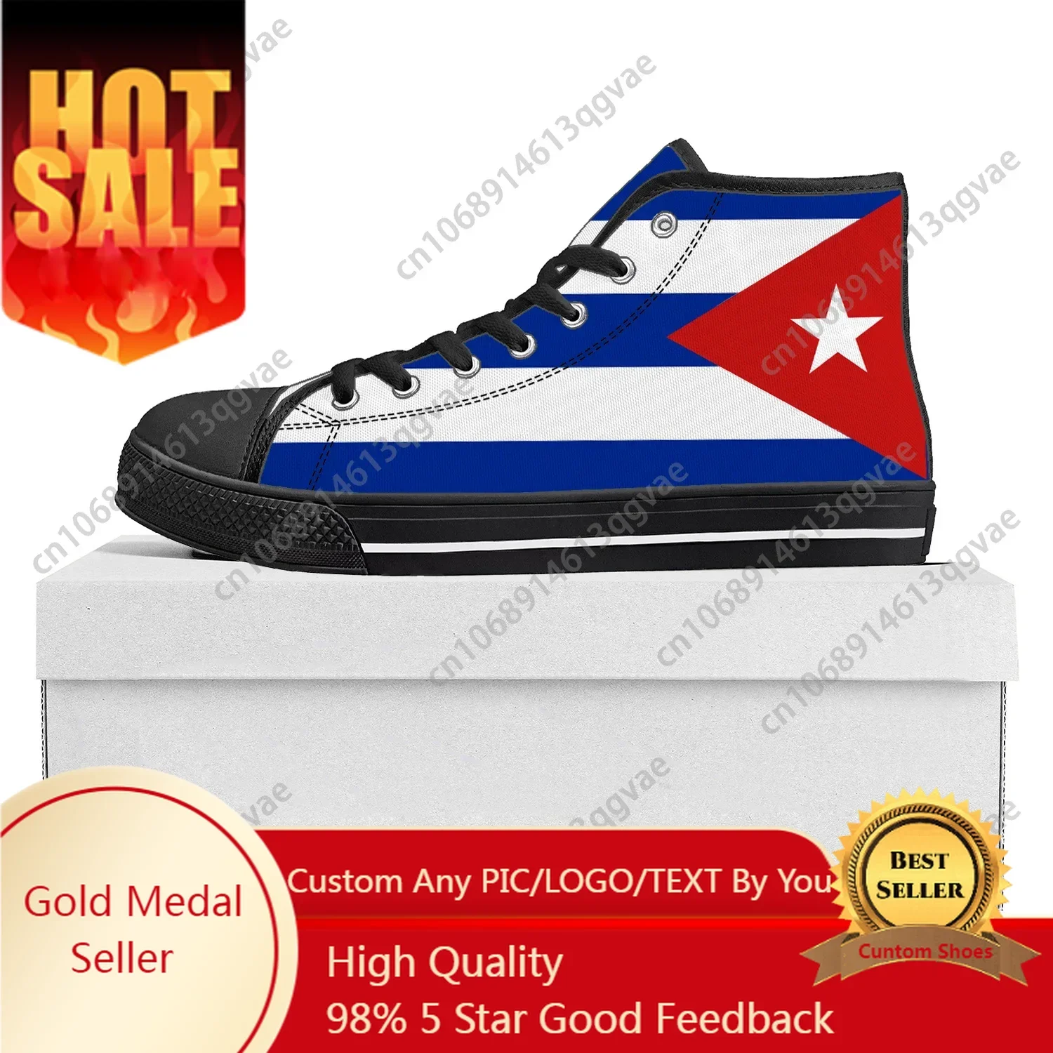 Cuban Flag High Top Sneakers Mens Womens Teenager Canvas Sneaker Cuba Casual Couple Shoes Custom Shoe