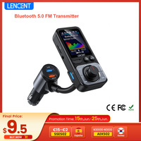 LENCENT FM Transmitter Modulator Car Bluetooth 5.0 with 2USB ports QC3.0  Car Fast Charger MP3 Player Radio Transmitter