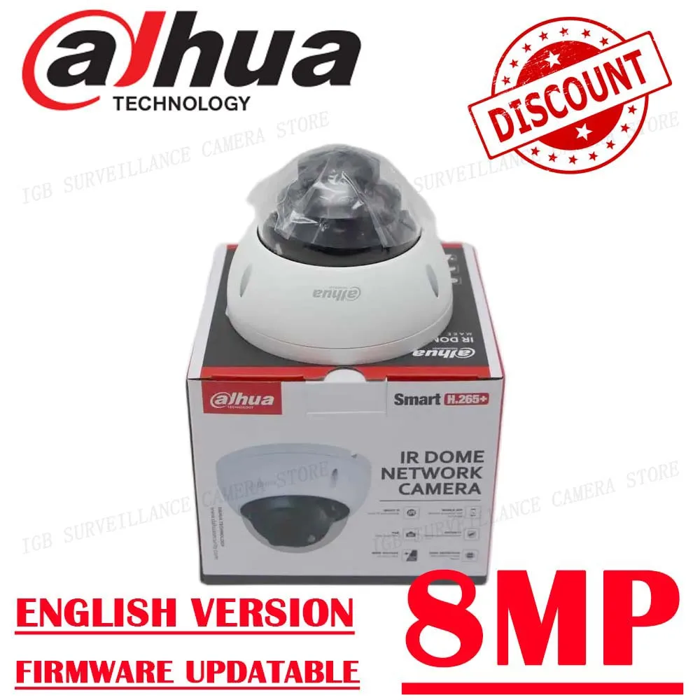 Dahua IPC-HDBW2831R-ZS-S2 8MP POE IP Camera IR 40m Motorized Vari-focal Lens IP67 IK10 Dome Network Starlight