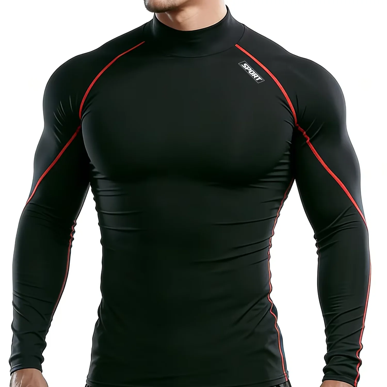 Compression Sport T-shirt Man Running Long Sleeve T Shirt Elastic Fitness Athletic Tee Gym Workout Sportwear Top