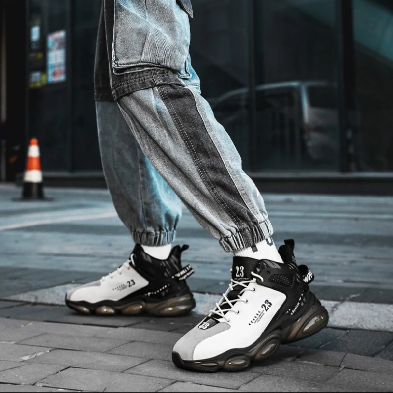 

Men's High Top Chunky Sole Basketball Sneakers Breathable Mesh Lace Up Comfortable Casual Sports Shoes 2026 New Arrival