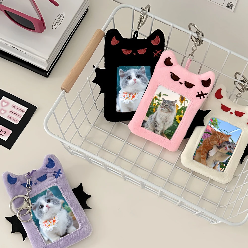 INS Cartoon Plush Photocard Holder, Bat, SAF3 ", Idol Photo Protector, Student ID Credit Card Case, Bag Pendant, Staacquering
