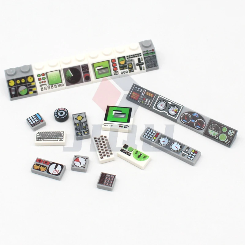 Messgeräte Steuert Zentrum Radar Bildschirm Tastatur Muster Fliesen Hang Gedruckt Zubehör Ziegel City MOC Bausteine Teile Kit Spielzeug – Detail 3