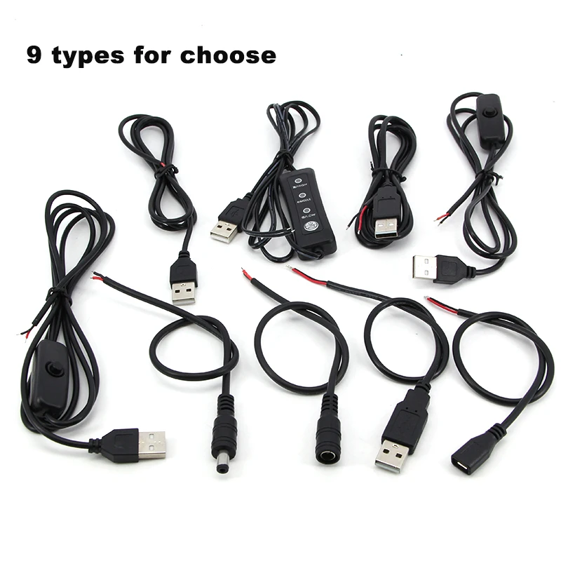 5v 12V USB 2.0 dc mirco ชายหญิงสวิทช์ปรับขยายแหล่งจ่ายไฟชาร์จ diy ซ่อมสายไฟสําหรับพัดลม DC L1