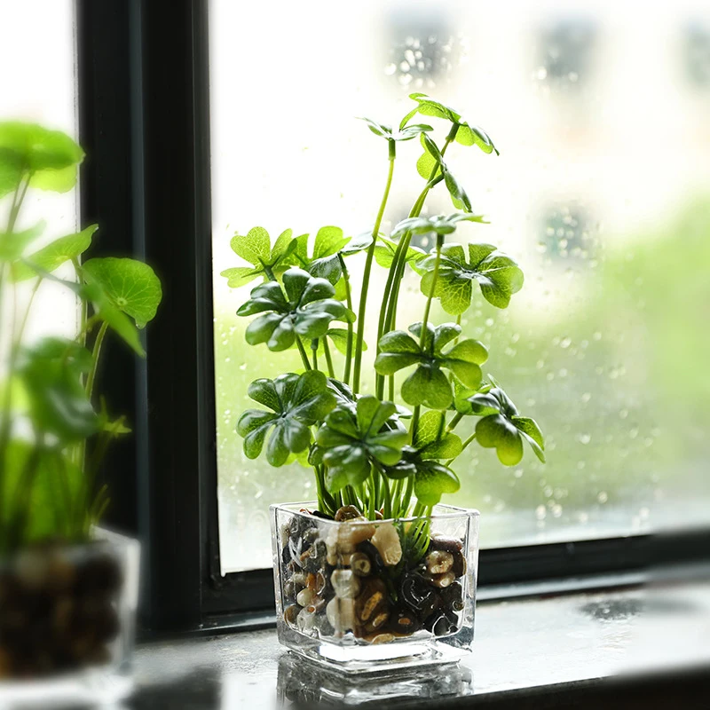 Mini Planta Artificial de bonsái, plantas falsas de 25cm, en maceta, pequeño, verde, árbol de imitación, hojas tropicales para escritorio, decoración interior del hogar