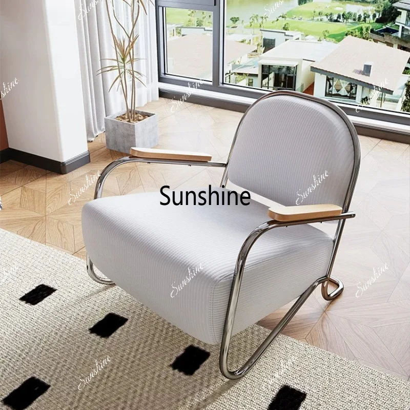 Living room leisure lazy sofa balcony light luxury stainless steel single chair