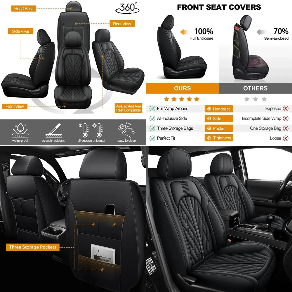 

Чехлы на сиденья подходят для Toyota Tacoma: 2005-2023, передняя пара чехлов на автомобильные сиденья для грузовиков, двойная кабинка, полуна заказ, пикап из искусственной кожи Au