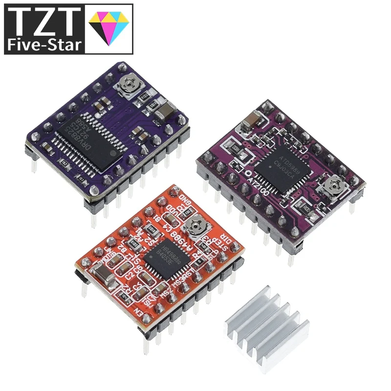 TZT 3d printer parts 1PCS 3D Printer Stepstick Drv8825 Stepper Motor Driver Reprap 4 PCB Board +  replace A4988