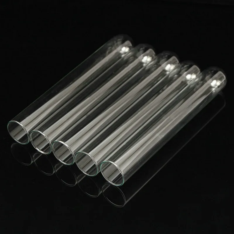 12Pcs/lot Length 180/200/300mm Transparent Glass Test Tubes with Round Bottom for School/Laboratory Glassware