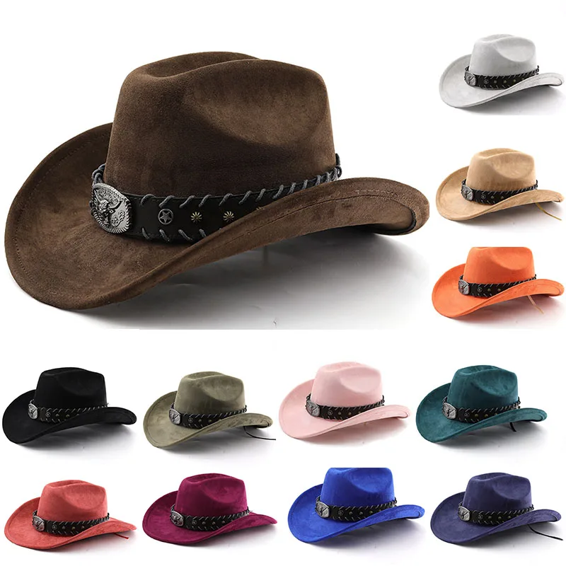 

Ox Head Suede Western Cowboy Hats Man Cowgirl Top Hats For Party Vintage Trendy Cowboy Outdoor Accessories Helloween Cosplay Hat
