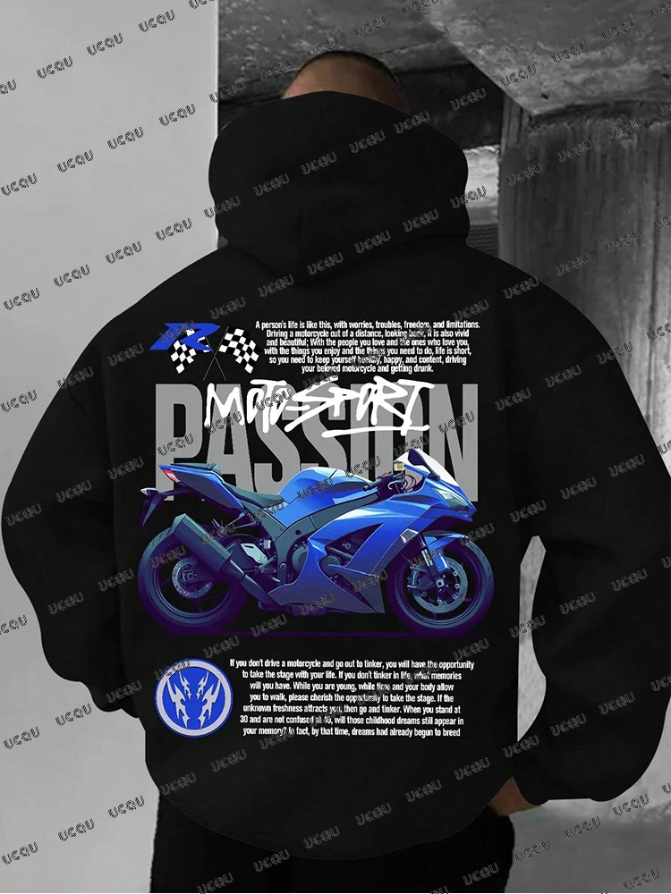 

Autumn Winter New Men's Motorcycle Hoodies Fashion Vintage Motorcycle Pullovers Jogger Hoodie Y2k Sweatshirts For Men