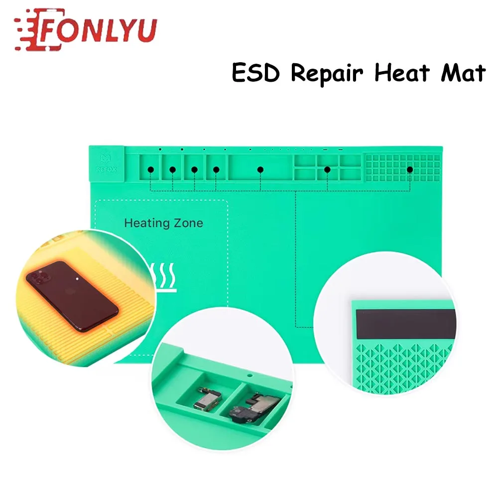 REFOX RS30 ESD heating Pad for Phone Table Apple Watch Repair Anti-static High Temperature Silicone Rubber Mat Repair Tools