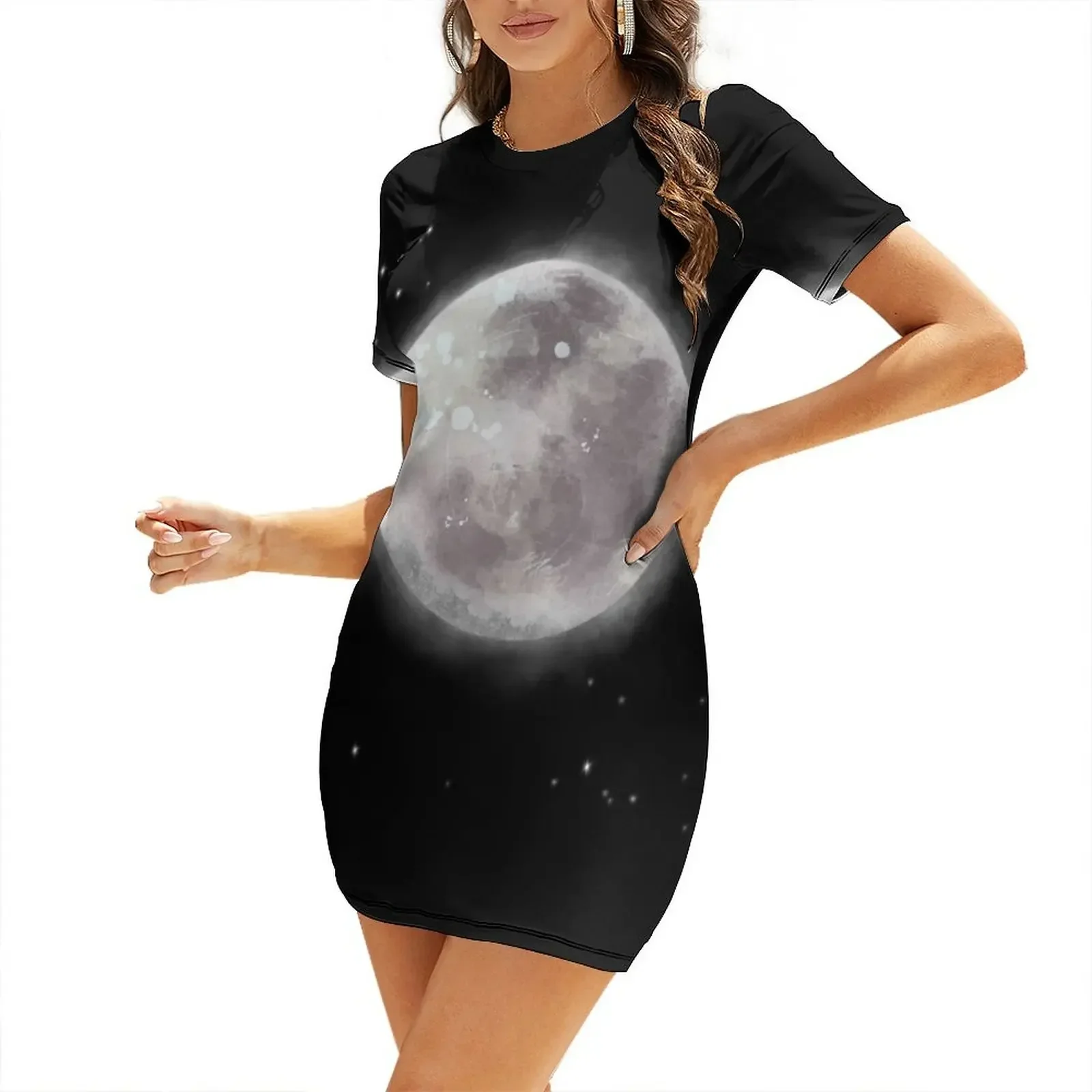 

The Moon Short-Sleeved Dress clothing women summer 2026 Women's clothing birthday dresses for women summer clothes