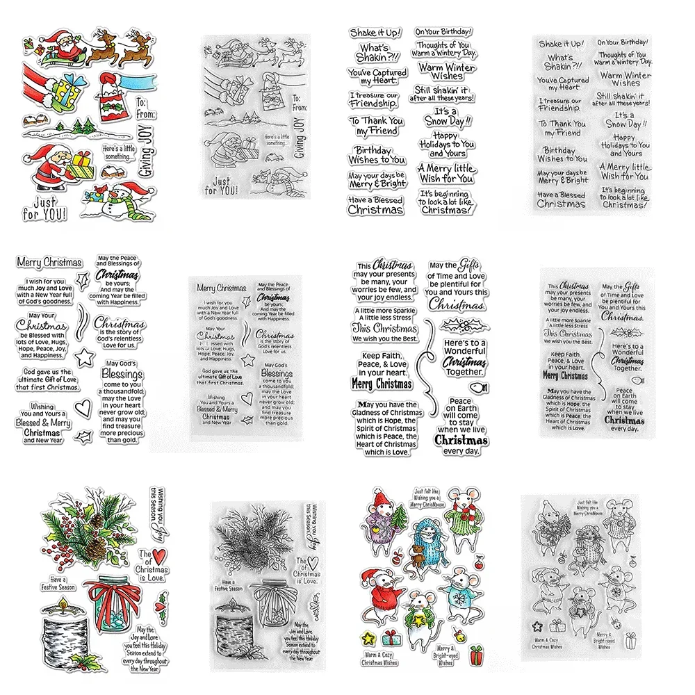 Christmas Theme Santa Animals Word Clear Stamps For DIY Craft Making Card Photo Album Scrapbooking Decoration Transparent Stamps