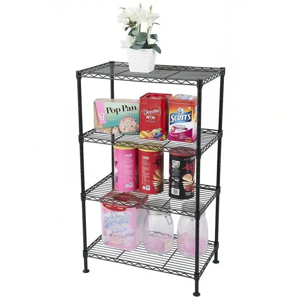 

20"x12"x32" Metal Rack Organizer 4 Tier Shelf Holder Adjustable Closet Space
