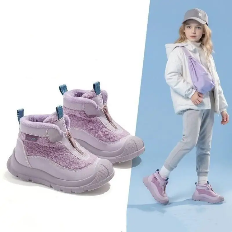 

Kawaii Casual Shoe Fashion Children S Shoes Girls Snow Boots 2025 New Winter Children Shoes Fleece Lined Thickened Cotton Shoes