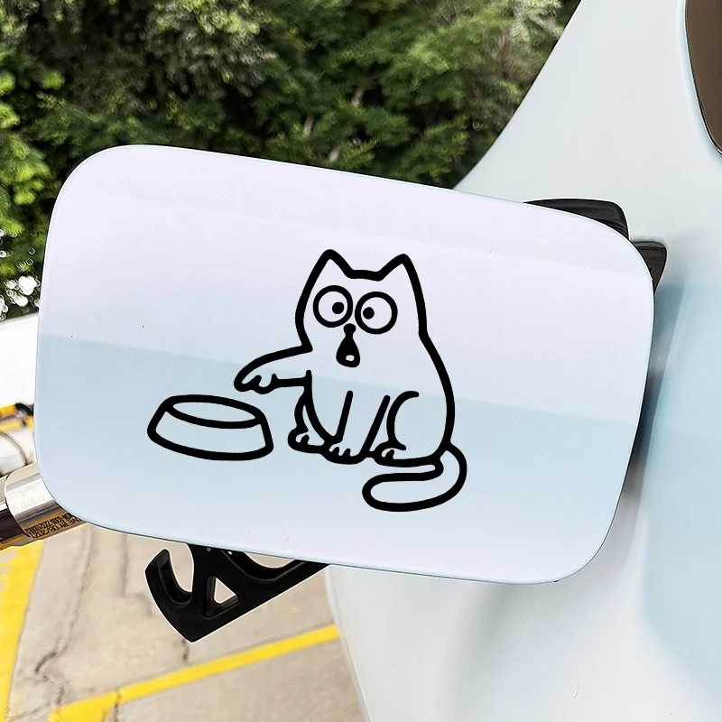 Image of 1 Stück 2D Cartoon Niedliche Katze Wasserdichter Vinyl-Aufkleber Kratzschutz-Aufkleber für Auto-Tankdeckel Motorradhelm-Dekoration